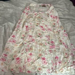 Pink and white floral skirt